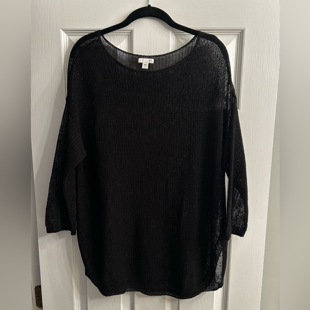 J Jill Black Lightweight Knit Sweater